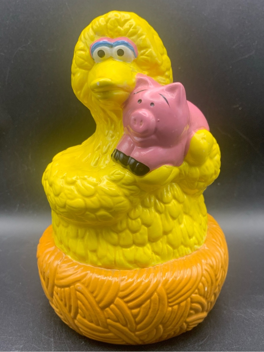 Vintage Sesame Street Big Bird Sitting in Nest & His Piggy Bank Muppets Coin